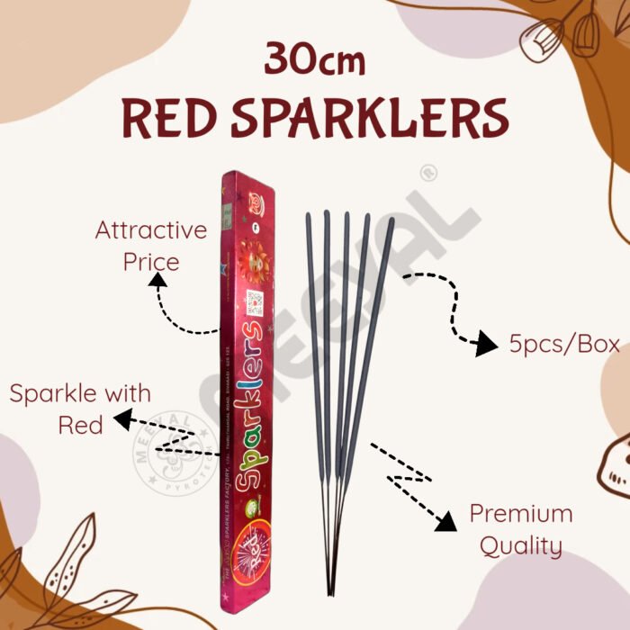 30 Cm Red Sparklers-5pcs/Box - Image 2